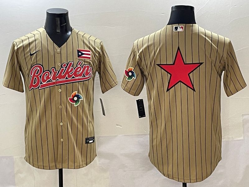 Men Puerto Rico Blank Brown Stripe Joint Name 2025 Nike MLB Jersey style 8